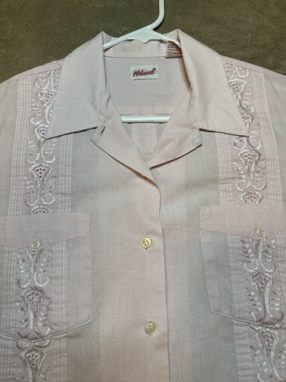 The Geniune Haband Guayabera Short Sleeve Button Down Vintage Shirt